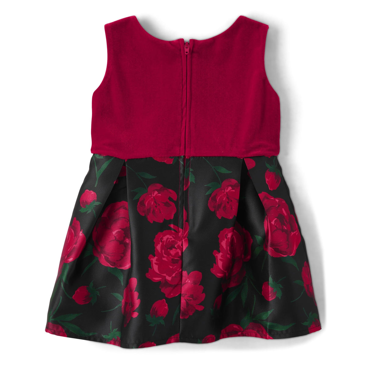 The Children's Place | Vestido Elegante Rosas Rojo y Negro Niña Pequeña