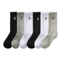 Polo Ralph Lauren | Calcetines Niño Pack 6 Algodón Clásico Negro Gris Blanco Surtido Pony