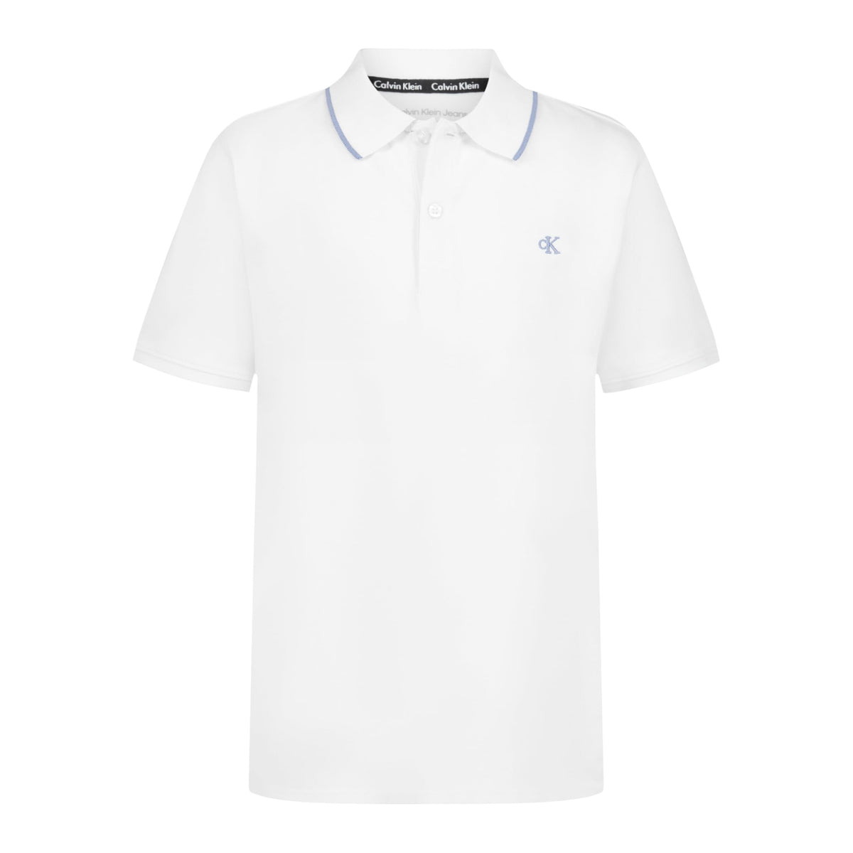 Calvin Klein Jeans | Polo Micropiqué Manga Corta Blanco con Punta Niño  (8T - 16T)