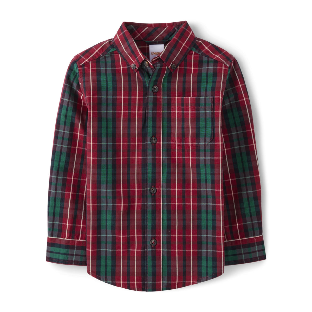 Gymboree Camisa de Cuadros Tartán Manga Larga – Rojo, Verde y Negro (Solo 2T, 3T, y 7T)
