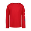 Tommy Hilfiger | Camiseta Niño Manga Larga Firma Script Manga Logo Bandera Bordado 100% Algodón Rojo (8-16T)