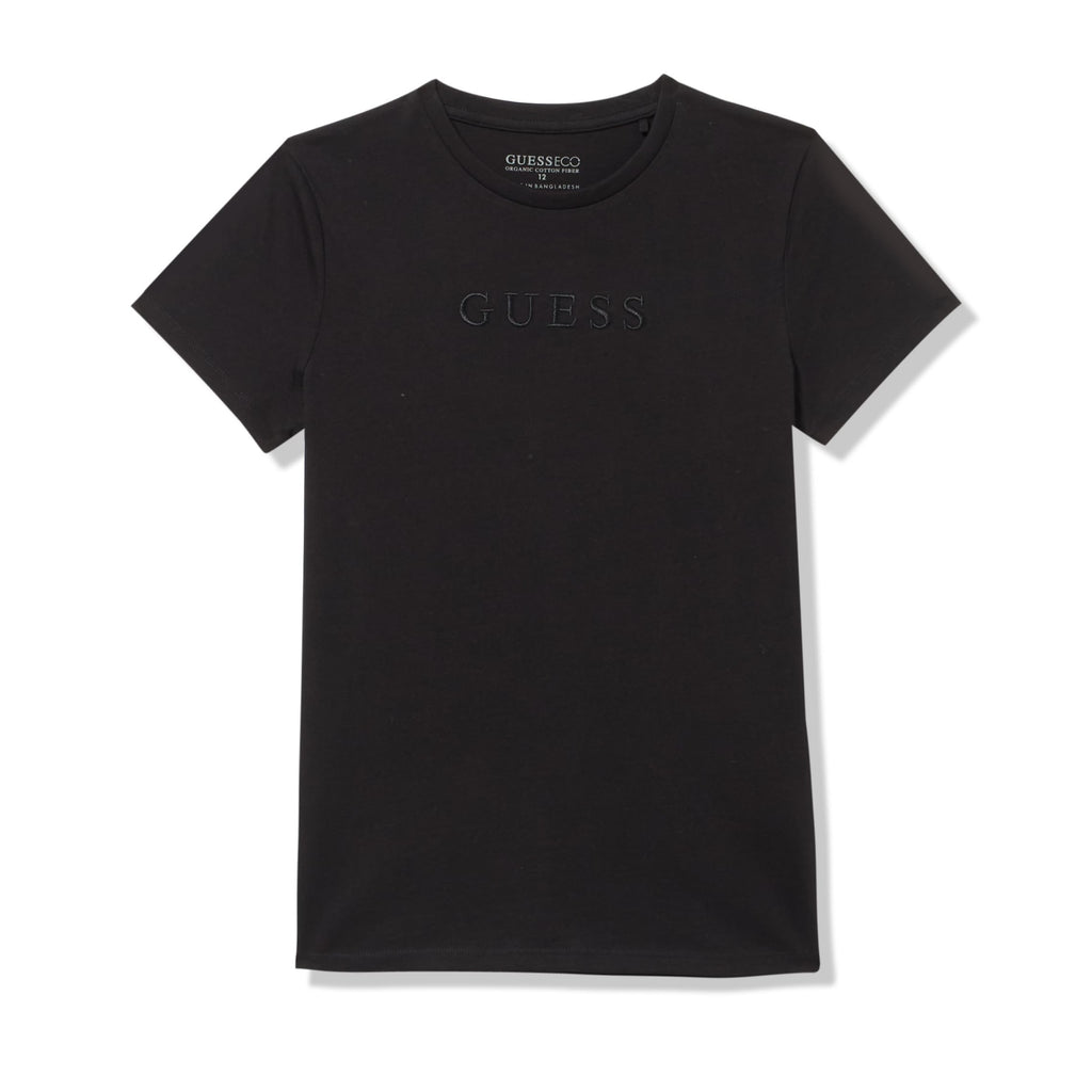 GUESS | Camiseta Algodón Orgánico Logo Bordado Negro Niño (8T - 14T) (Copia)