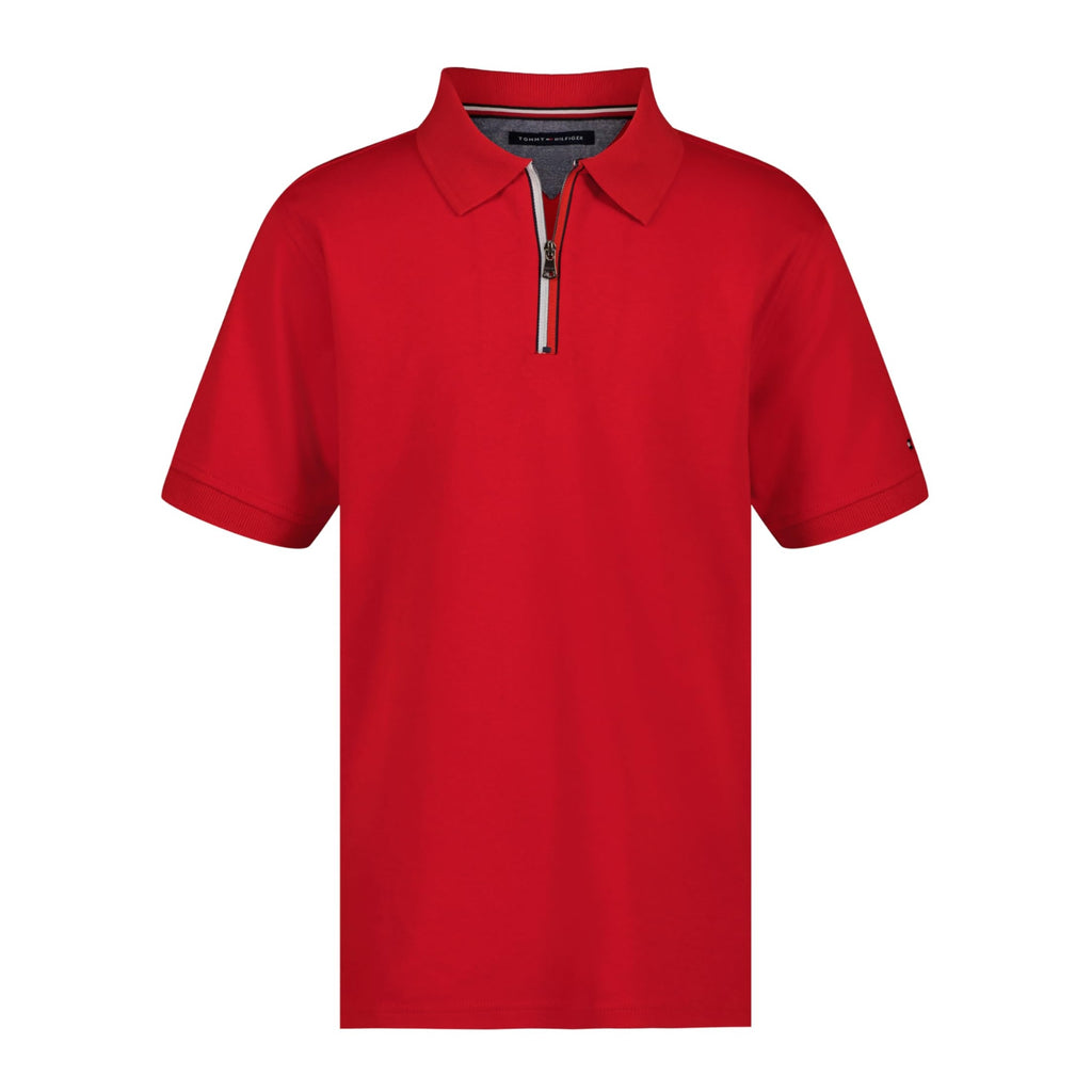 Tommy Hilfiger | Polo Manga Corta con Cremallera Rojo Niño (8T - 16T)