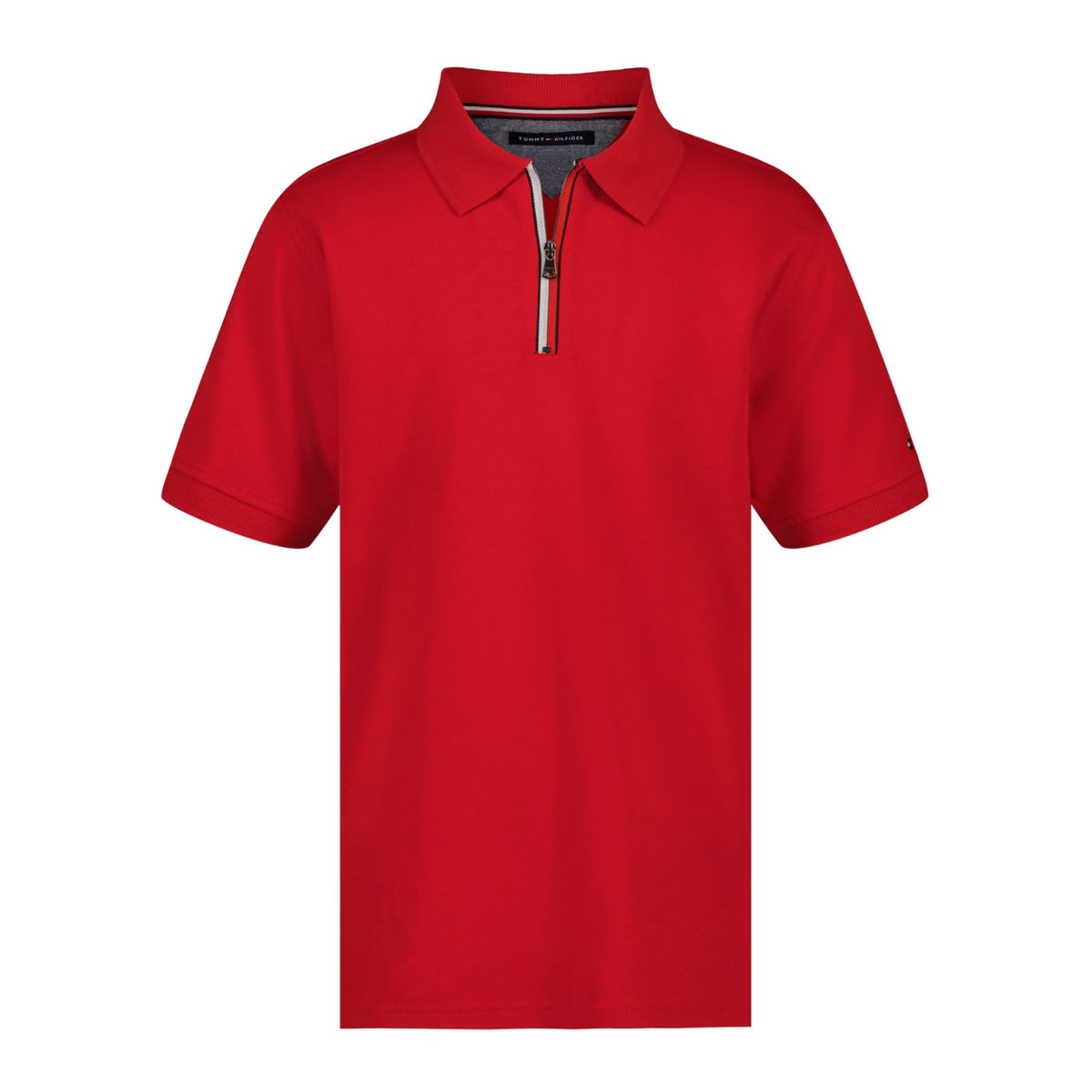 Tommy Hilfiger | Polo Manga Corta con Cremallera Rojo Niño (8T - 16T)