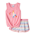 Pijama 2 Piezas Calvin Klein | Tank Rosa Monograma “CK” Gigante Multicolor + Short All-Over Logo Arcoíris | Niña Rosa (6T - 16T)