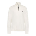 Suéter Half-Zip Calvin Klein | Mock-Neck Acanalado Blanco Crema + Logo CK | 100% Algodón | Niño (8T - 16T)