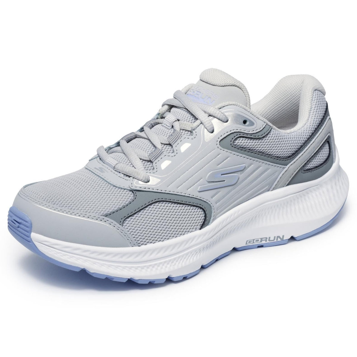 Skechers -Tenis Deportivos Go Run Consistent con Amortiguación Ultraligera para Mujer (Gris/Lila) (Talla Adulta 35 - 41)