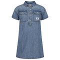 Calvin Klein Jeans Vestido Denim Niña | Azul Dante Wash • Manga Corta • Parche Logo CKJ • Silueta Acampanada
