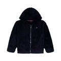 Chaqueta Sherpa Teddy Full-Zip Tommy Hilfiger | Pelo Rizado Bouclé Navy + Bandera TH | Niña (7T - 16T)
