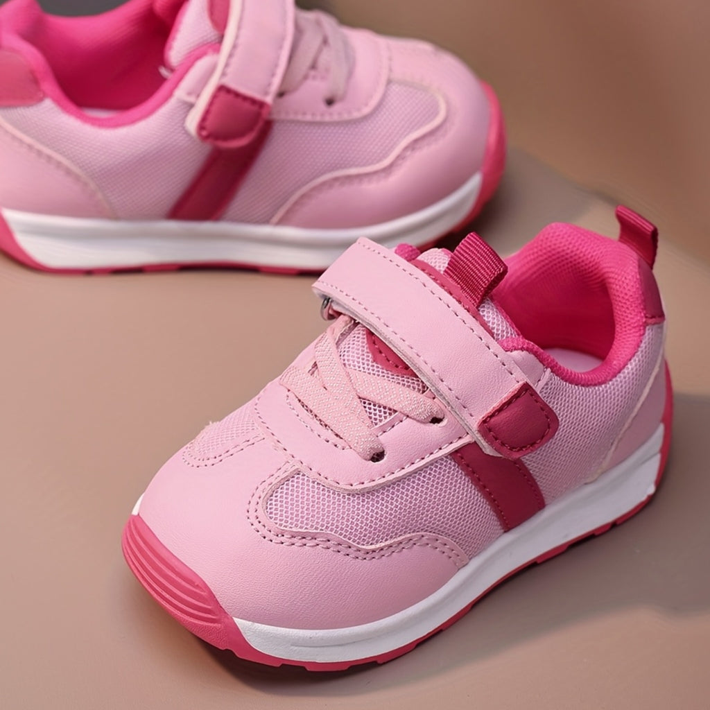 Zapatillas Deportivas de Malla Transpirable para Bebés y Niños Pequeños en Color Rosa con Cierre de Contacto y Suela Antideslizante (Ideales para Primeros Pasos) (Talla 20 - 25)