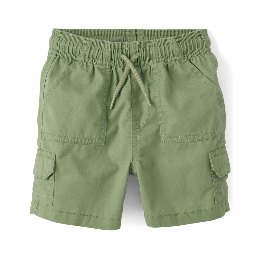 The Children's Place Short Cargo Verde Oliva Niño | Sarga Algodón • Cintura Elástica • Bolsillos Velcro