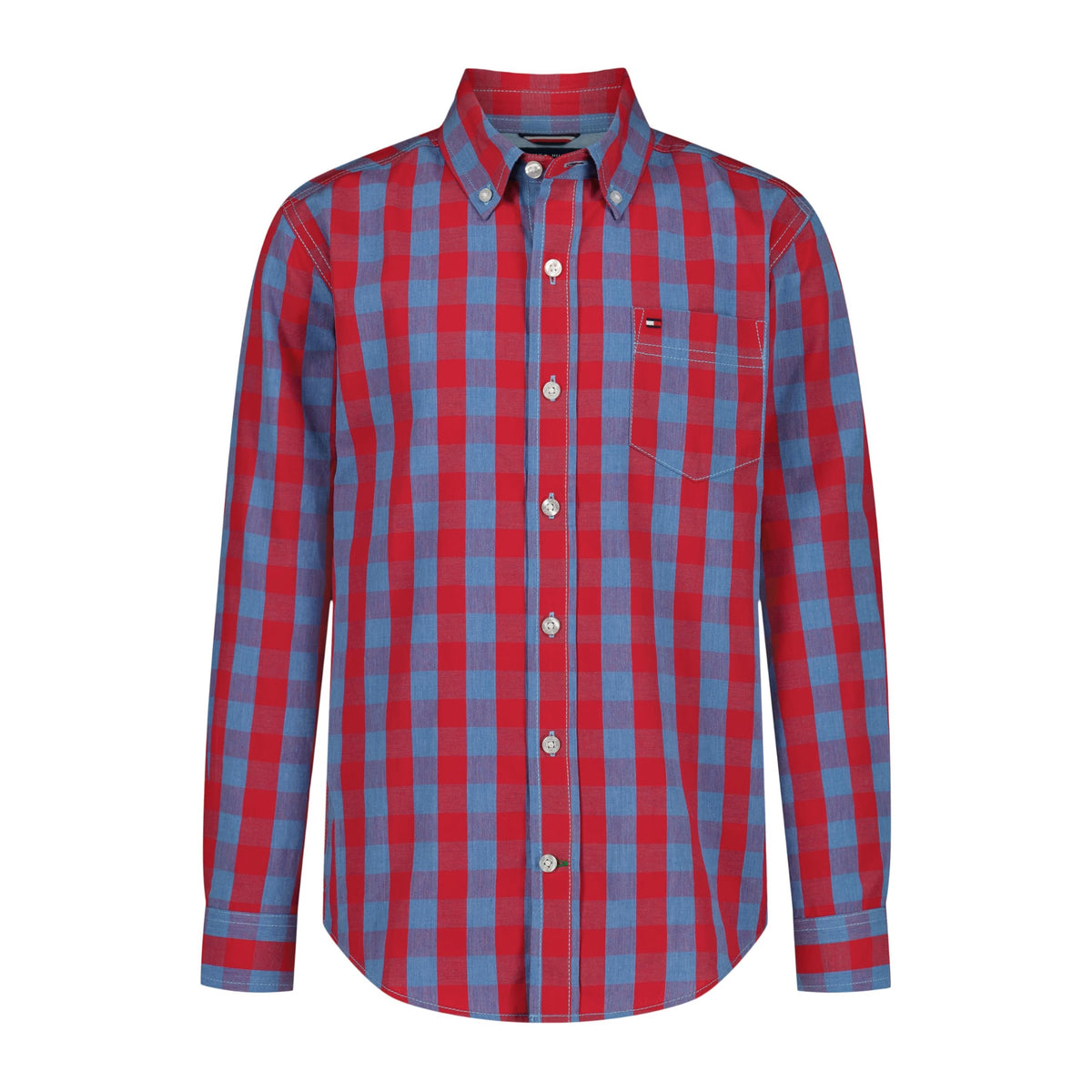 Tommy Hilfiger | Camisa Casual Manga Larga Gingham Rojo Azul Niño (3T - 18T)