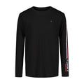 Tommy Hilfiger | Camiseta Niño Manga Larga Global Stripe Vertical en Manga Texto Logo Bandera 100% Algodón Negro (8-16T)