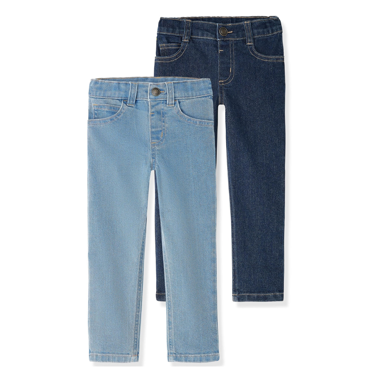 Garanimals Pack 2 Jeans Niño Unisex | Mezclilla Elástica Pierna Recta — Lavado Claro + Lavado Oscuro • Certificado OEKO-TEX