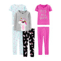 Set Pijama 6 Piezas Simple Joys by Carter's | 3 Conjuntos 100% Algodón + Unicornio + Lunares + OEKO-TEX | Niña (2T - 8T)