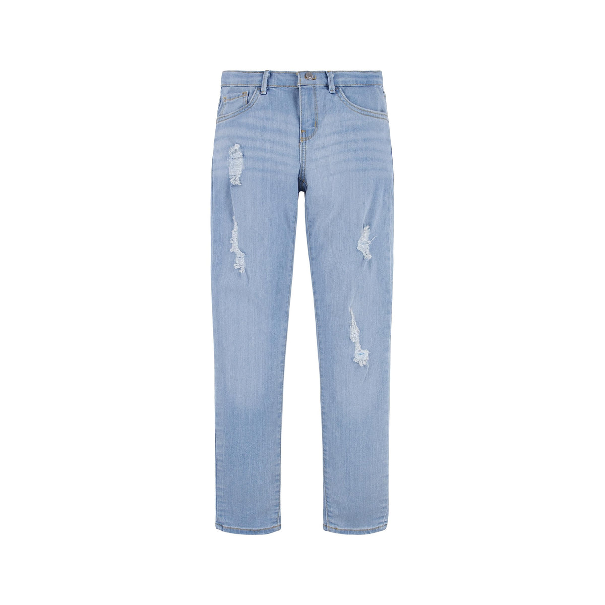 Jean Recto Cropped Levi's | Azul Claro + Roturas Distressed + Parche Cuero Completo | Niña (2T - 16T)