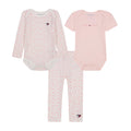 Set 3 Piezas Tommy Hilfiger | 2 Bodies + Leggings | Corazones Rosa Palo | Niña/Bebé (0M - 18M)