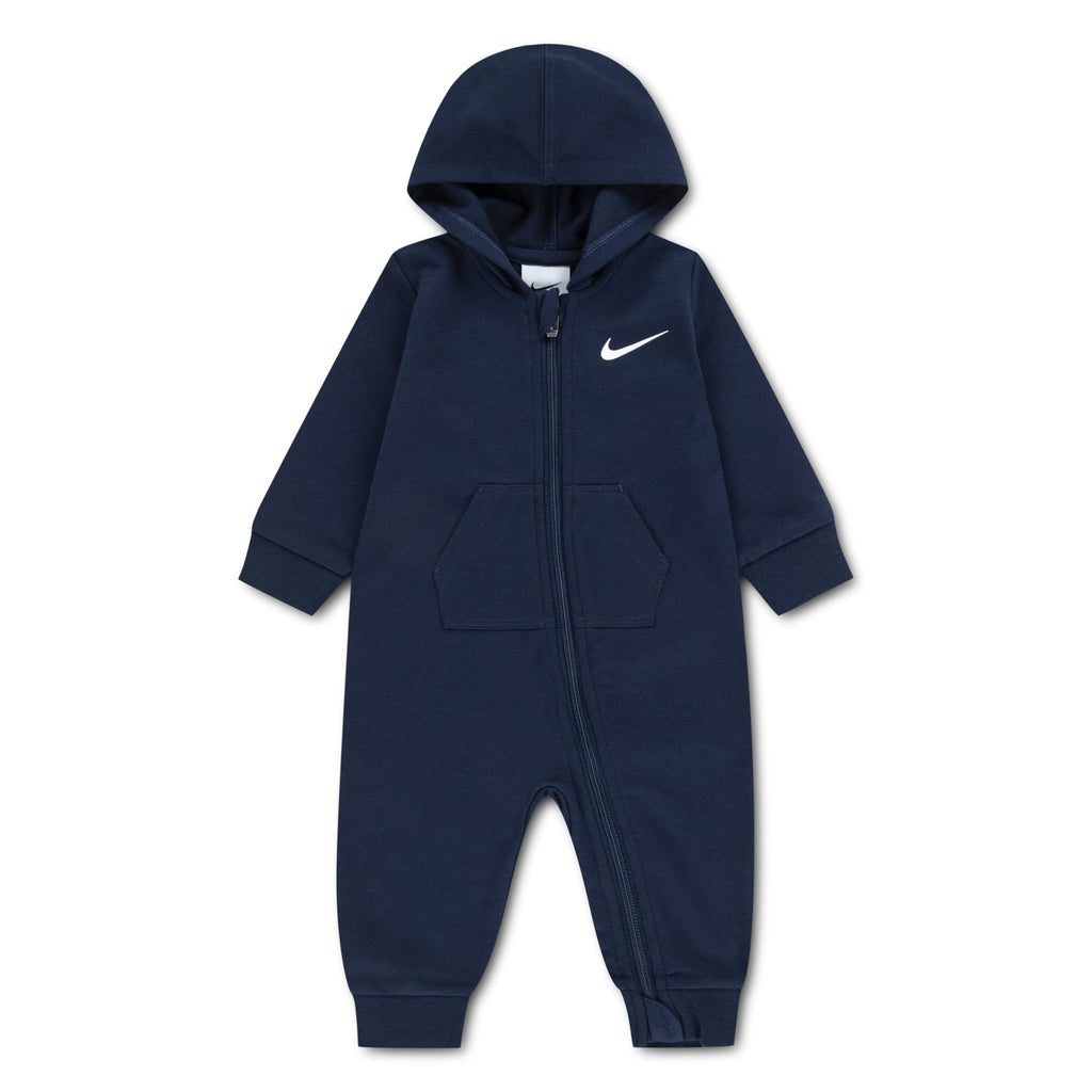 Mono con Capucha y Cremallera Nike Essentials | Rizo Francés | Azul Navy | Bebé/Niño (3M, 6M, y 18M)