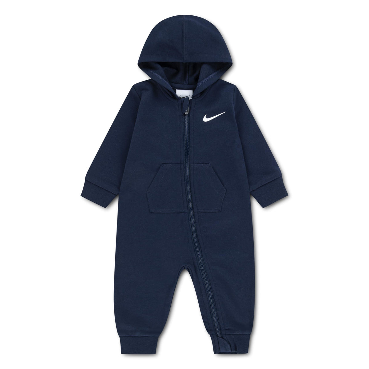Mono con Capucha y Cremallera Nike Essentials | Rizo Francés | Azul Navy | Bebé/Niño (3M, 6M, y 18M)