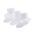 Calcetines Bebé Niña Pack 3 Algodón Puño Canalé Alto Volante Tul Blanco Bautizo Ocasión