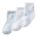 Polo Ralph Lauren | Calcetines Bebé Niño Pack 3 Algodón Orgánico Pony Bordado Stay-Up Osos Azules Rayas Azul Cielo 0-24 Meses