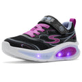 Skechers - Tenis Deportivos con Luces LED Kids' Cosmic Glow 2.0 con Cierre Adaptable para Niña (Negro/Fucsia) (Talla 27 - 35)