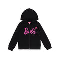 Sudadera con Capucha y Cremallera Barbie Oficial | Negro + Logo Fucsia + 60% Algodón | Niña Minimalista (2T - 16T)