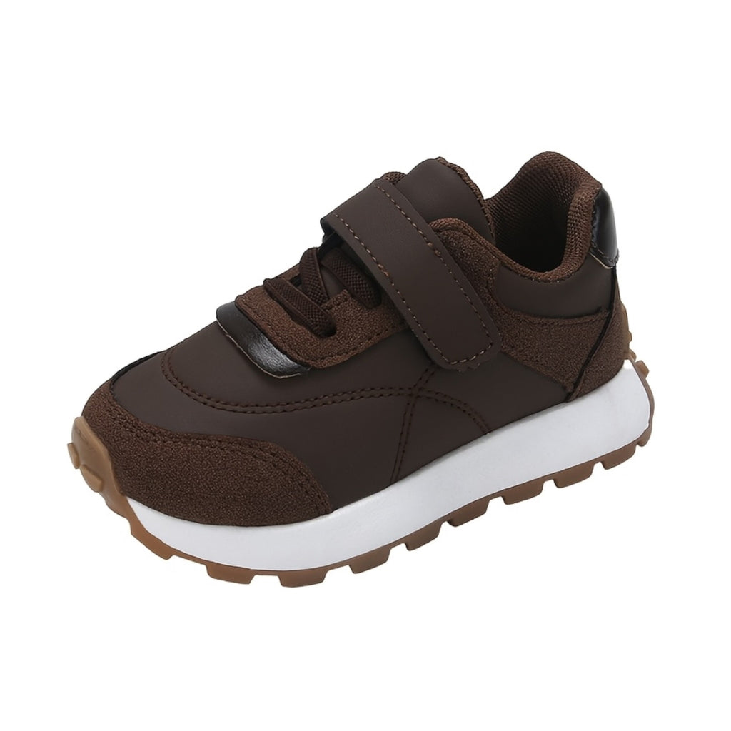 Zapatillas Deportivas Casuales para Niños en Color Marrón con Cierre de Contacto y Suela Antideslizante (Solo Talla 25, 27 y 30)