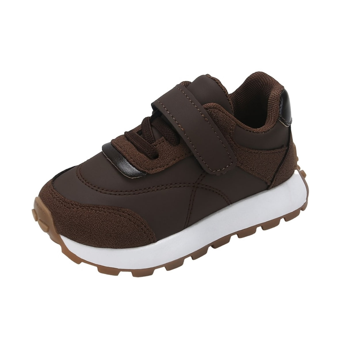 Zapatillas Deportivas Casuales para Niños en Color Marrón con Cierre de Contacto y Suela Antideslizante (Solo Talla 25, 27 y 30)