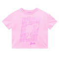 Barbie | Camiseta Nina Manga Corta | 100% Algodon | Grafico Together We Shine Silueta Barbie | Efecto Tipografico Repetido | Purpurina Rosa Brillante | Logo Barbie Fucsia | Rosa  (Solo 12T)