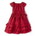Gymboree Vestido de Fiesta Rojo Dupioni con Volantes y Lazo para Niñas (Solo 12T)