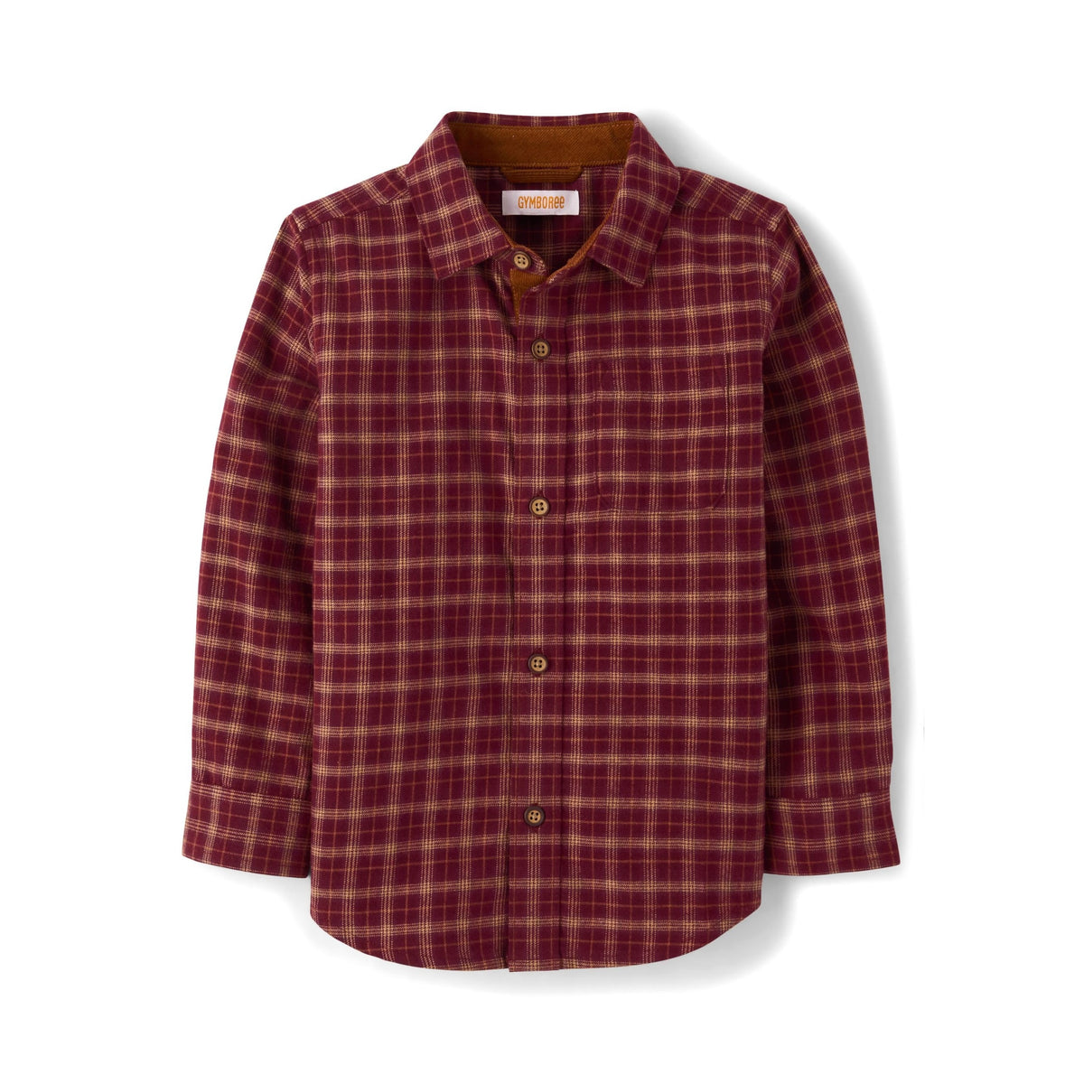 Gymboree Camisa de Franela Tartán Manga Larga Burdeos (12M - 12T)