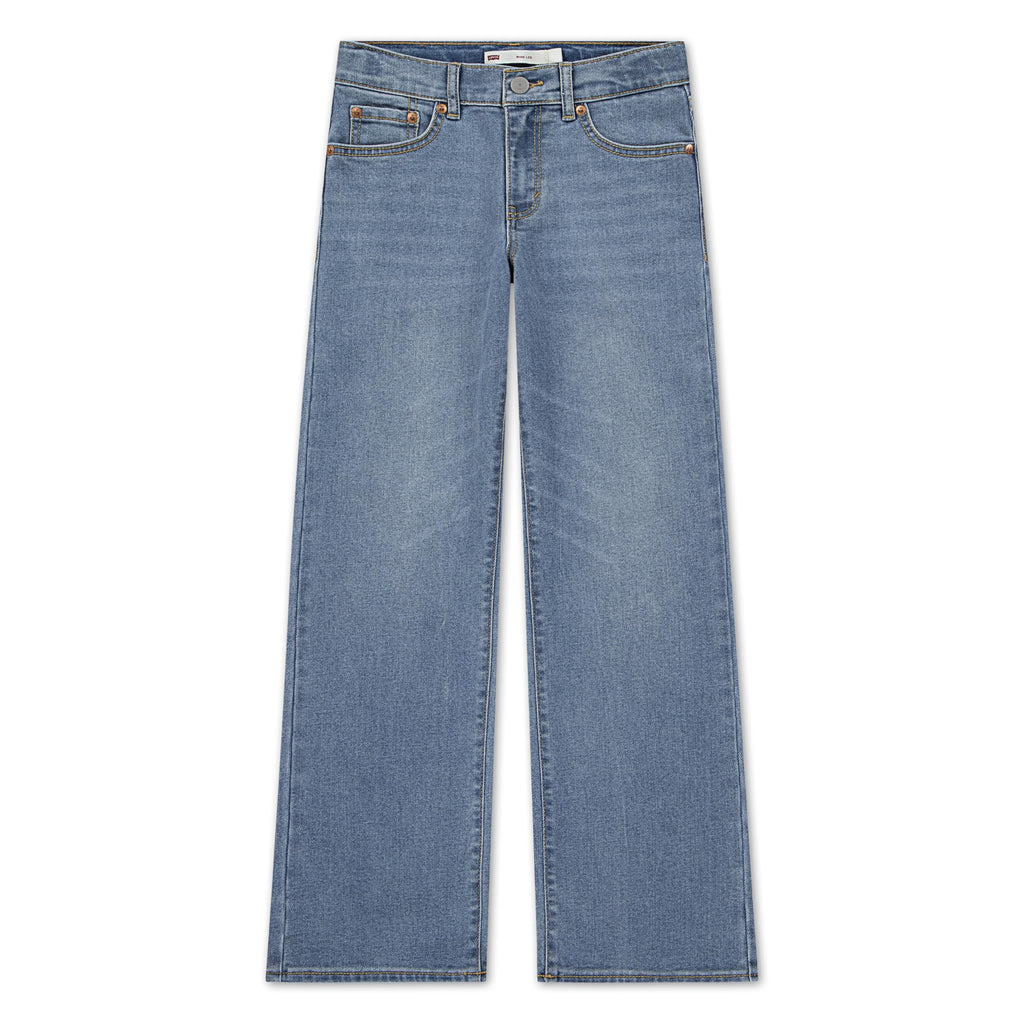 Jean Wide Leg Tiro Alto Levi's | Azul Claro Luminoso + Costuras Doradas + Arcuata Icónica | Niña (4T - 16T)