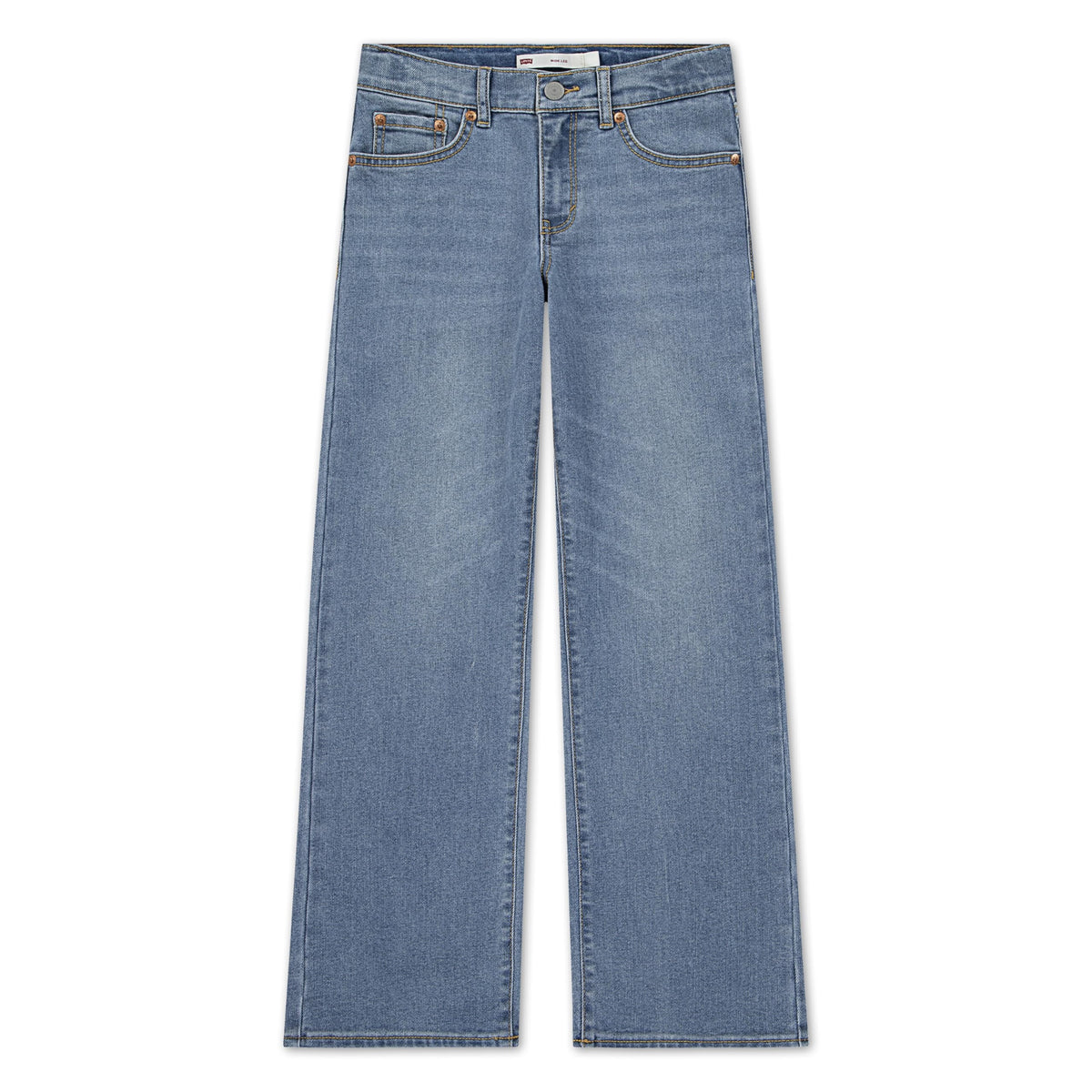 Jean Wide Leg Tiro Alto Levi's | Azul Claro Luminoso + Costuras Doradas + Arcuata Icónica | Niña (4T - 16T)