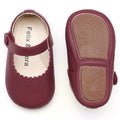 Zapatos de Vestir Antideslizantes de Suela Suave con Velcro para Bebé (Borgoña) – Félix & Flora