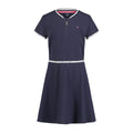 Tommy Hilfiger Vestido Camiseta Niña | Azul Navy + Cinta Logo Cintura • Media Cremallera