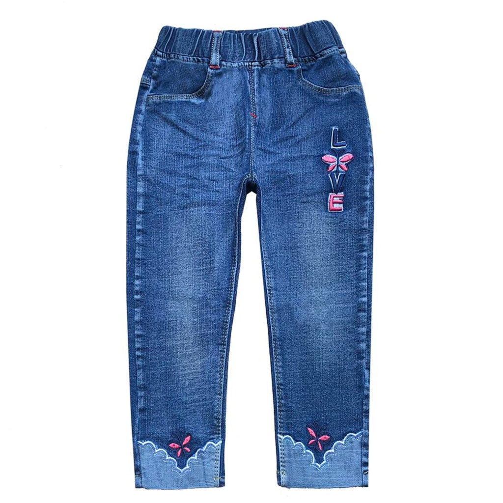 Jean para Niña Bordado LOVE con Mariposas