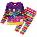 Conjunto 2 Piezas Top y Leggings “Beautiful Journey” para Niñas – Morado con Rayas Arcoíris, Algodón  (2-12 Años)