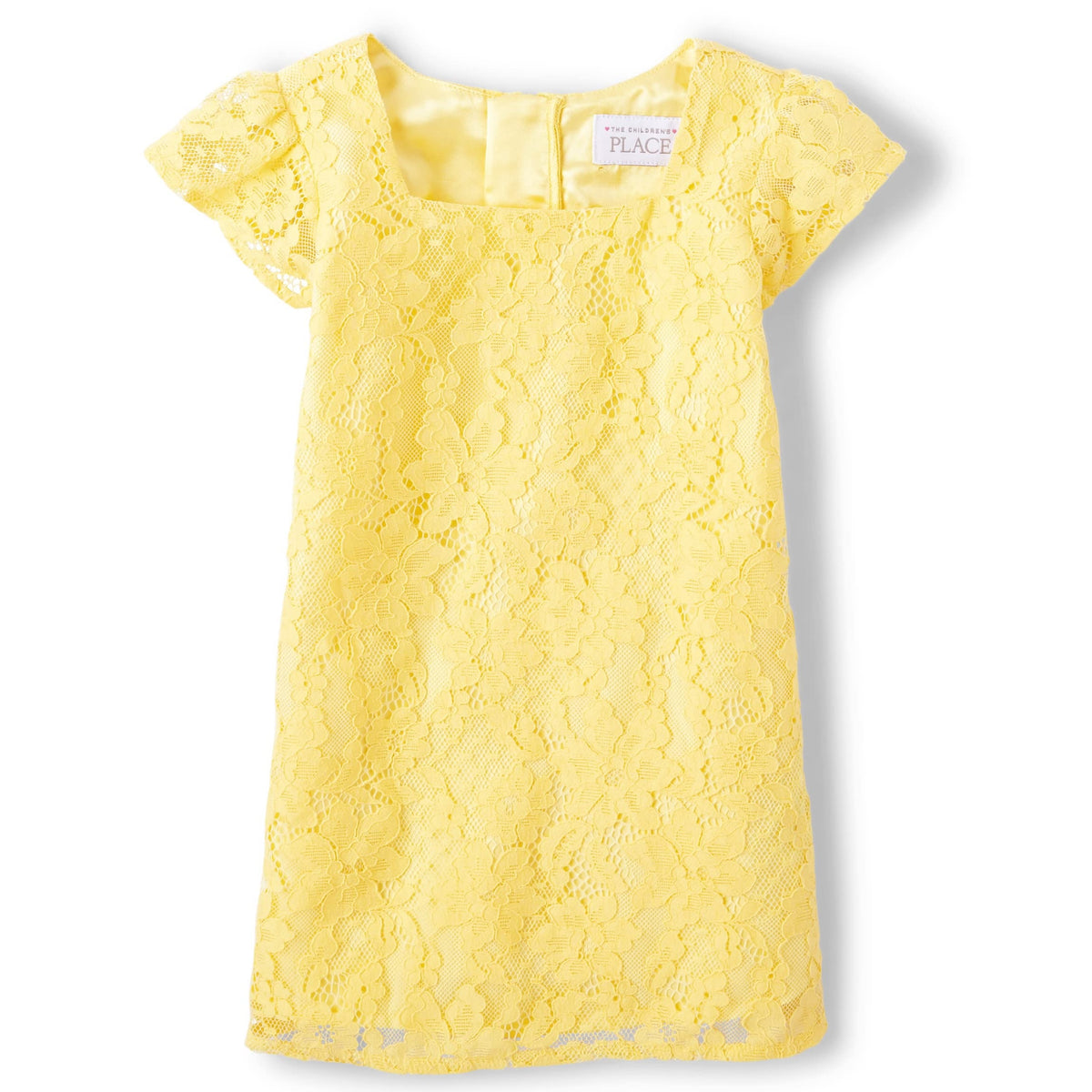 The Children's Place | Vestido Elegante Encaje Amarillo Manga Corta Niña Pequeña