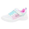 Skechers - Tenis Deportivos Girls' Microspec Advance con Cierre Adaptable y Lavables para Niña (Blanco/Fucsia/Azul) (Talla 27 - 36)