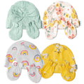 Set 8 Piezas Gorros Turbante y Manoplas para Bebé Niña – Floral y Arcoíris, 100% Algodón, Recién Nacido a 3 Meses