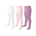 Pack 3 Mallas Punto Trenzado Cable Knit Mini Angel | Sin Costura + Algodón Peinado + Blanco Rosa Lila | Bebé Niña 0-6 Años