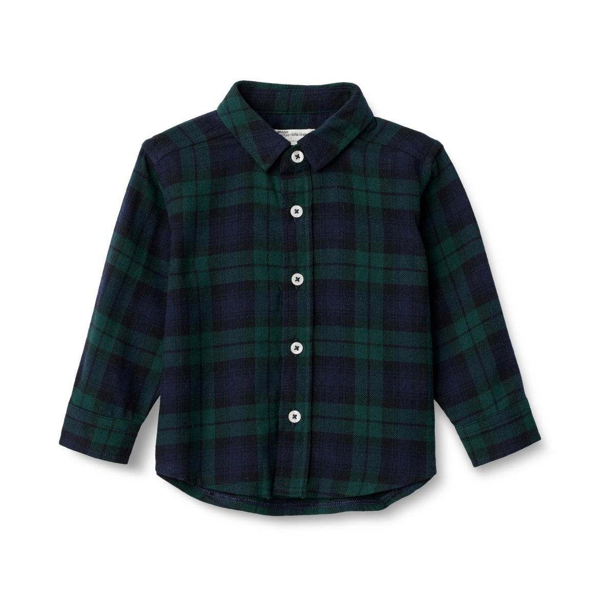 Amazon Essentials x Sofia Grainge Camisa Franela Niño | Cuadros Black Watch Verde/Navy • Navidad • 100% Algodón