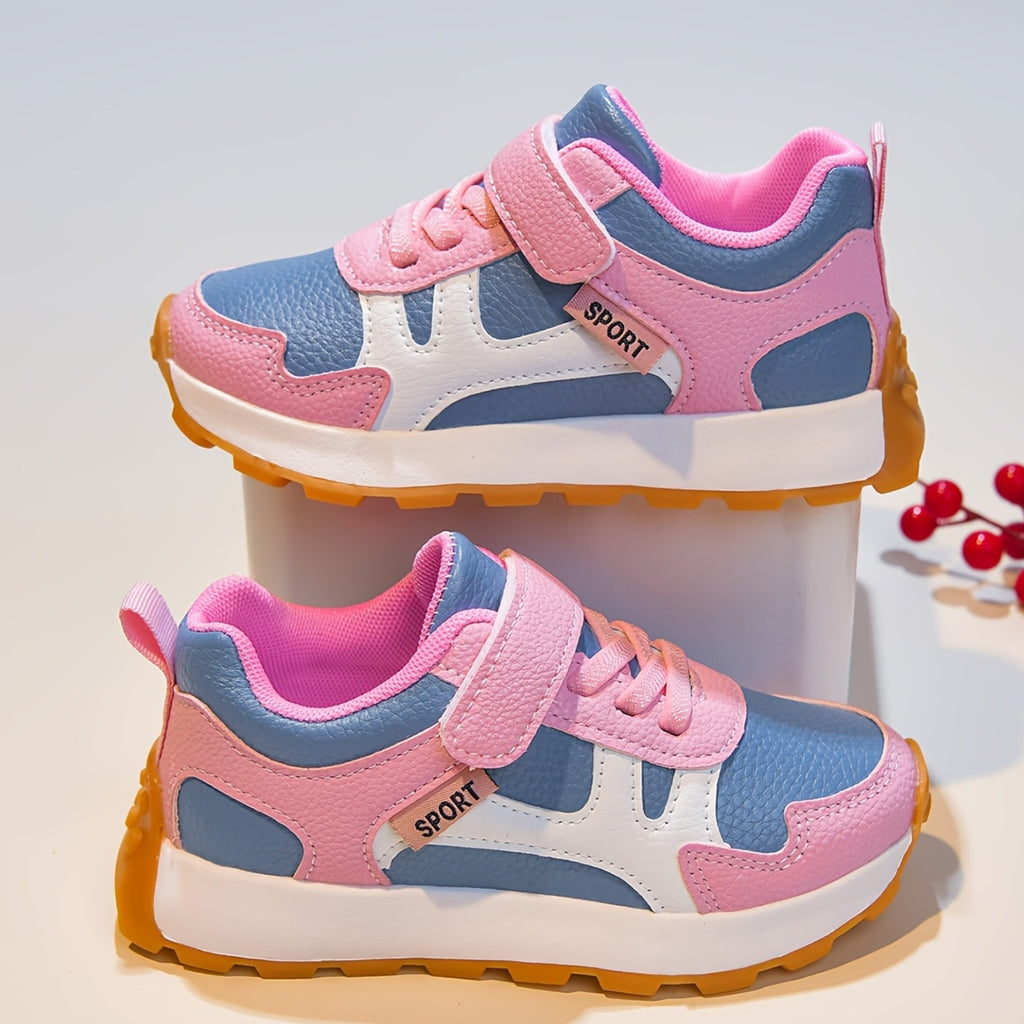 Zapatillas Deportivas Casuales para Niñas con Diseño Color Block y Cierre de Contacto (Ligeras y Antideslizantes para Uso Diario) (Talla 21 - 30)
