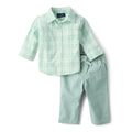 Conjunto 2 Piezas The Children's Place babyPLACE | Camisa Gingham Mint Verde + Chino Pull-On Sage | Bebé Niño (0M - 18M)