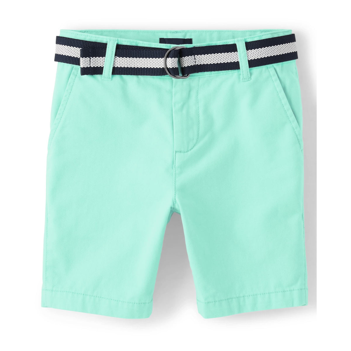 The Children's Place Short Chino Verde Menta con Cinturón Niño | Sarga Algodón • Botón + Cremallera