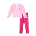 Conjunto Barbie 2 Piezas Niña | Sudadera 2-en-1 Efecto Capa + Leggings Iridiscentes Fucsia | Rosa Pastel Licencia Oficial (2T - 16T)