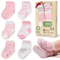 infancie | Calcetines Bebé Niña Pack 6 Algodón Orgánico GOTS Antideslizante Estampados Rosa 0-6 Meses