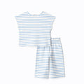 Conjunto Camiseta + Pantalón Piqué | Amazon Essentials x Sofia Grainge | Rayas Azul/Blanco | Niña/Bebé  (0M - 24M)