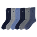 Polo Ralph Lauren | Calcetines Niño Pack 6 Algodón Azul Marino Gris Celeste Denim Surtido Pony
